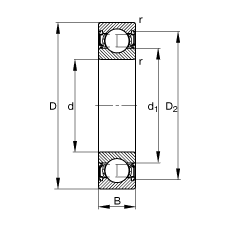 S 6018-2RSR,  DIN 625-1 ˜ʵҪߴ, ɂȴܷ